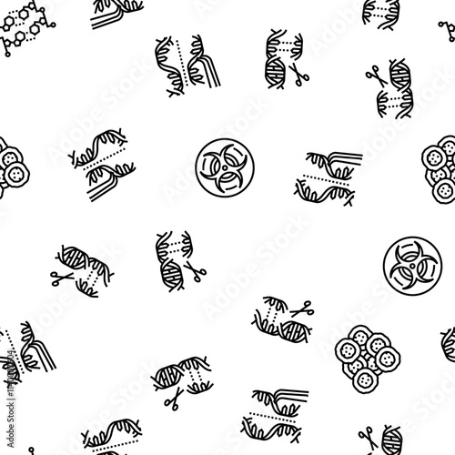 genetic engineering crispr genome vector seamless pattern thin line illustration