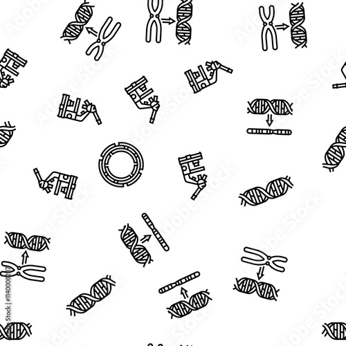 genetic engineering crispr genome vector seamless pattern thin line illustration