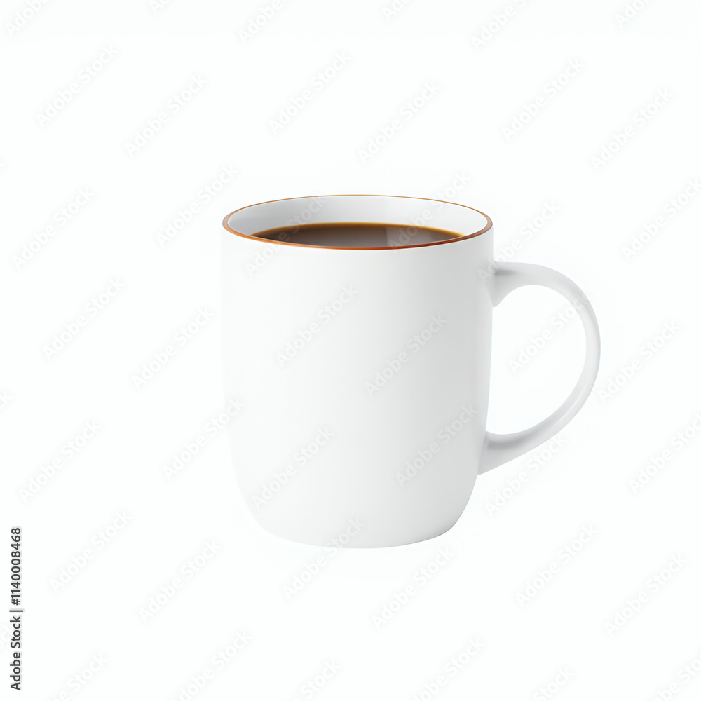 Classic White Mug With Coffee, Isolated On A Light Background, Featuring A Simple And Elegant Design. Classic White Mug With Coffee, Isolated On A Light Background, Featuring A Simple And Elegant Design.