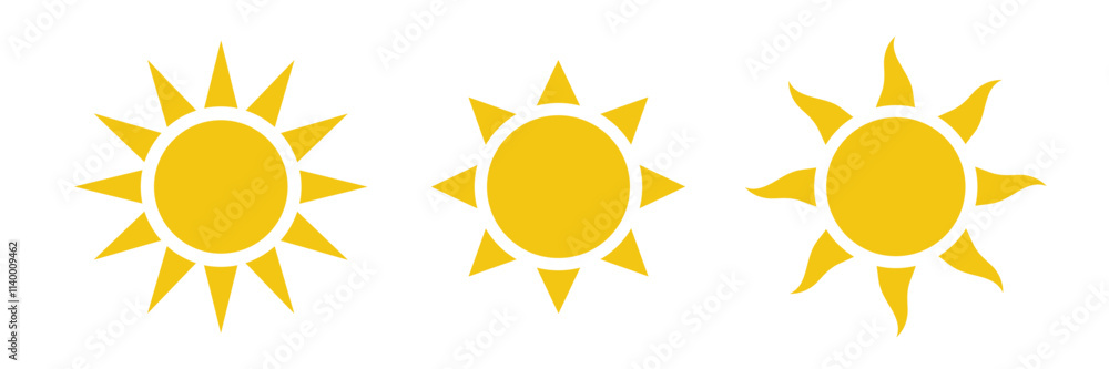 Sun icons collection. Yellow sun icon. Vector illustration Sun icons collection. Yellow sun icon. Vector illustration