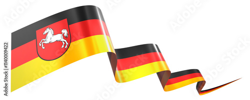 Obraz na płótnie Lower Saxony flag - wavy ribbon isolated on white background - 3D illustration