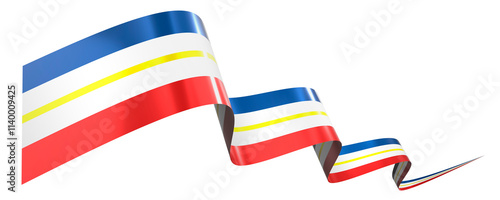 Mecklenburg-Western Pomerania flag - wavy ribbon isolated on white background - 3D illustration