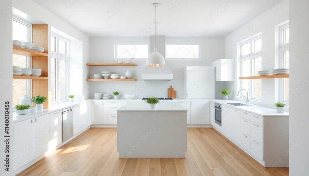 Scandinavian Style - Kitchen Interior Design With Scandinavian Concept - Hotel Kitchen - Apartment Kitchen Interior With Cupboard - Interior Design Scandinavian Style - Kitchen Interior Design With Scandinavian Concept - Hotel Kitchen - Apartment Kitchen Interior With Cupboard - Interior Design
