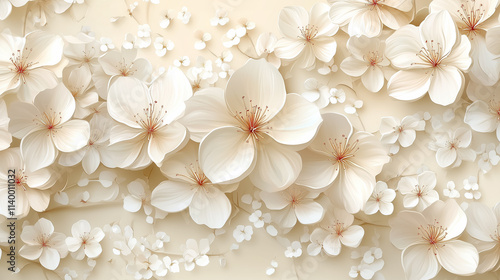 A serene background featuring oversized voluminous roses and peonies in soft pastel tones on a creamy white background, with subtle shadows for depth