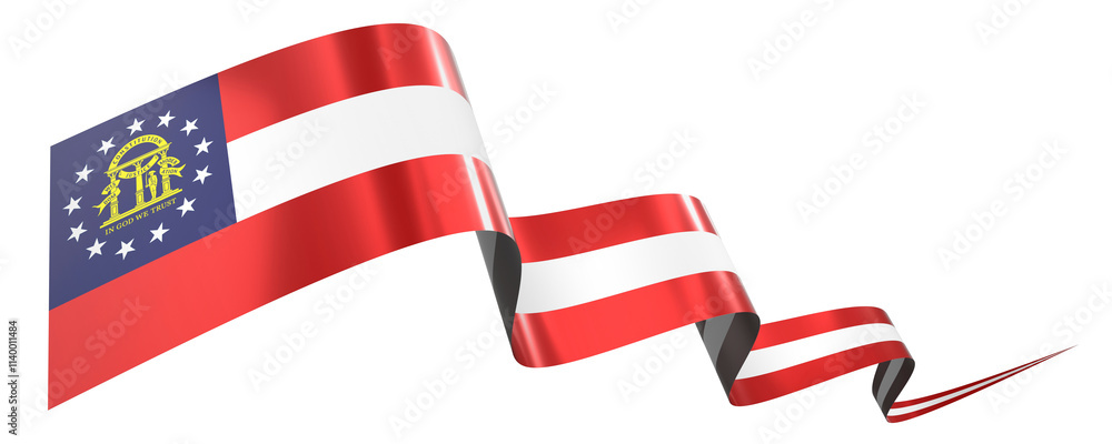 Fototapeta premium Georgia flag - wavy ribbon isolated on white background - 3D illustration