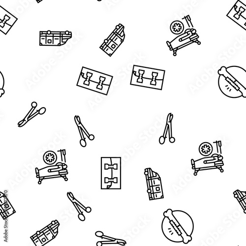 fracture injury bone break vector seamless pattern thin line illustration
