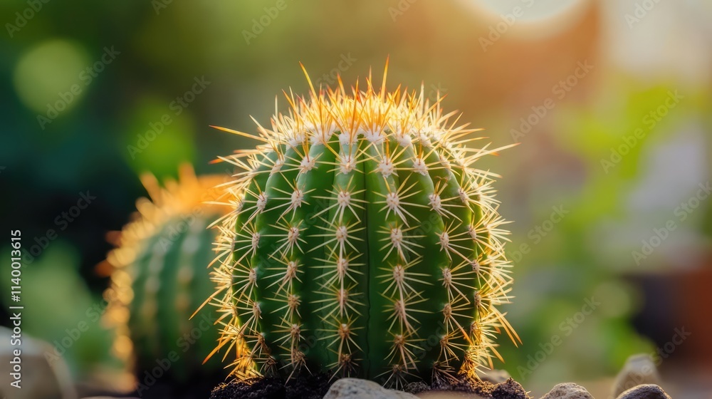 Cactus plants illuminated by sunlight in a lush botanical garden setting showcasing their vibrant textures and natural beauty. Cactus plants illuminated by sunlight in a lush botanical garden setting showcasing their vibrant textures and natural beauty.