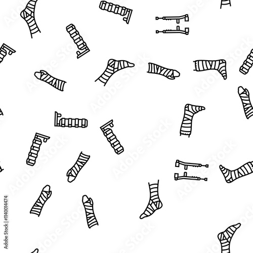 fracture injury bone break vector seamless pattern thin line illustration