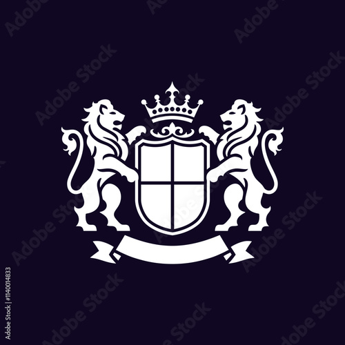 heraldic lion logo shield coat of arms family crest logo	