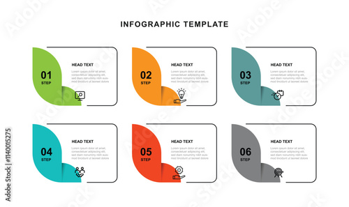 Design template infographic vector element with 6 step process suitable for business information and web presentation