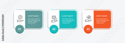 3 step table infographic template suitable for business information and web presentation