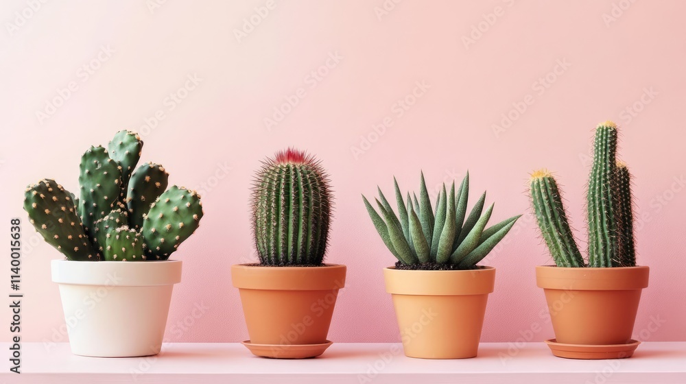 Cacti Collection in Minimalist Style with Soft Pink Background for Plant Lovers and Interior Decor Cacti Collection in Minimalist Style with Soft Pink Background for Plant Lovers and Interior Decor