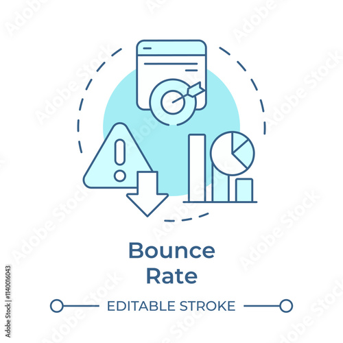 Bounce rate soft blue concept icon. Users activity online research. Audience engagement metric. Round shape line illustration. Abstract idea. Graphic design. Easy to use in presentation