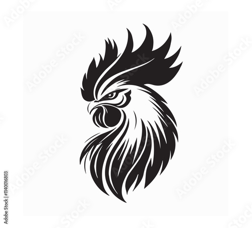 Rooster head logo Vector Image. Rooster Minimalist and Simple Silhouette Vector illustration