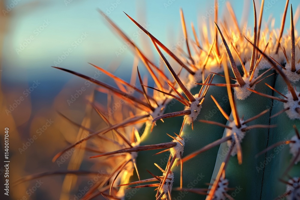 Photo of a cactus, close-up. Cactus needles, macro shot Photo of a cactus, close-up. Cactus needles, macro shot