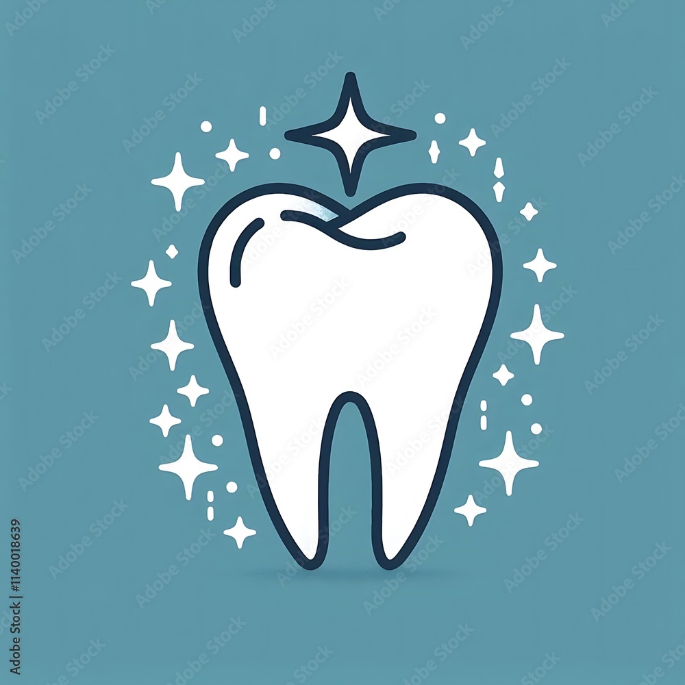 Healthy Tooth Icon with Sparkle and Smooth Lines Emphasizing Freshness Healthy Tooth Icon with Sparkle and Smooth Lines Emphasizing Freshness