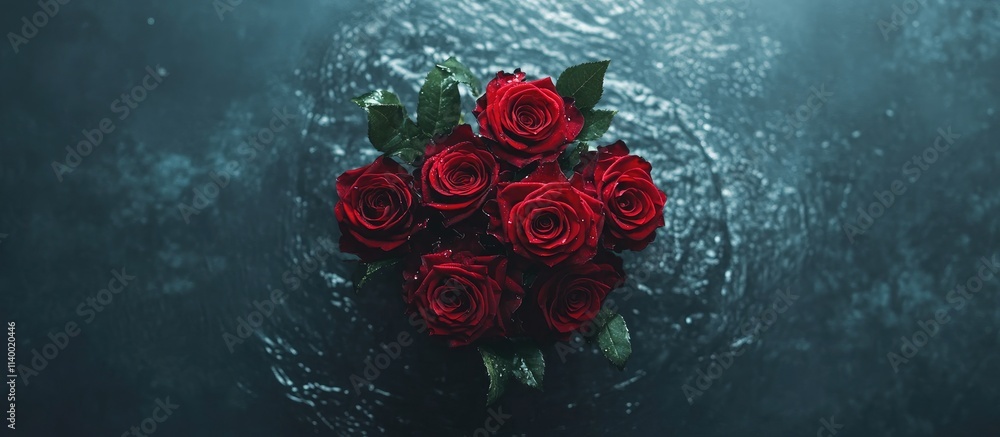 Stylish flat lay of vibrant red roses on a textured surface showcasing modern lifestyle and floral aesthetics Stylish flat lay of vibrant red roses on a textured surface showcasing modern lifestyle and floral aesthetics