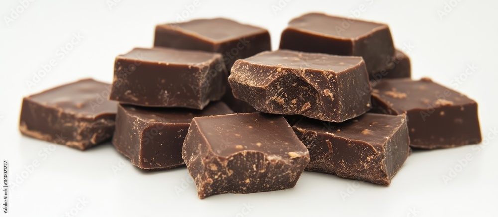 Delicious chocolate barfi pieces stacked elegantly on a white background showcasing a tempting dessert treat for sweet lovers. Delicious chocolate barfi pieces stacked elegantly on a white background showcasing a tempting dessert treat for sweet lovers.