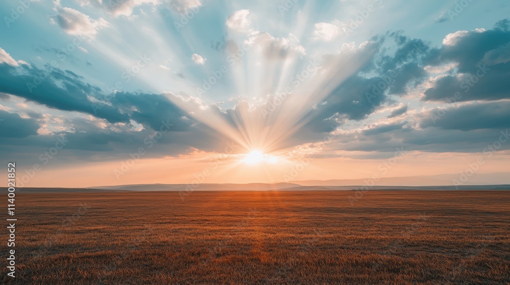 Mindfulness and peaceful reflection at sunrise open landscape nature photography tranquil environment