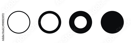 Black circles with white background. Round button.