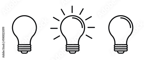 Lamp icon set. Light bulb vector. Idea symbol. Electric lamp