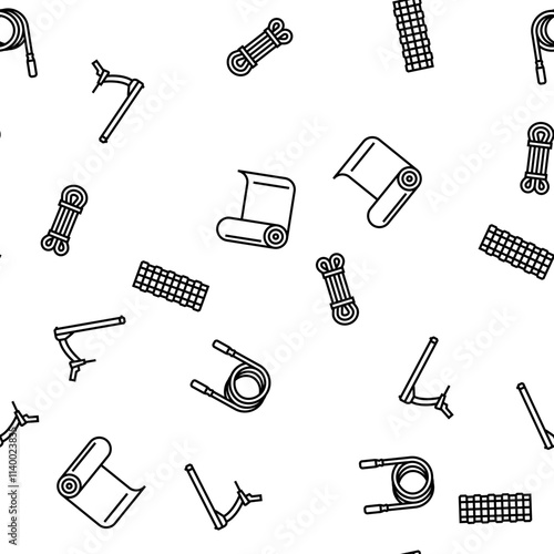 fitness tool dumbbell kettlebell vector seamless pattern thin line illustration