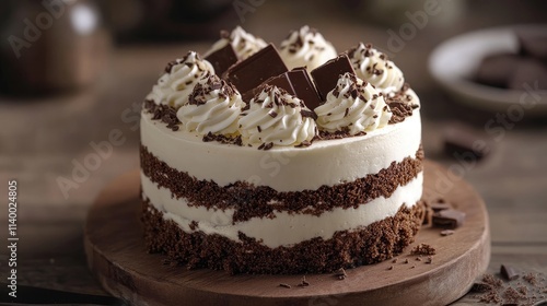 Wallpaper Mural Decadent chocolate mousse cake layered with whipped cream and cookie crumbs topped with rich chocolate squares Torontodigital.ca