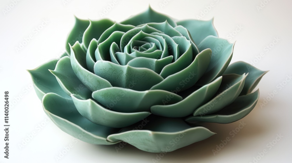 Obraz premium Succulent plant with lush green leaves isolated on white background showcasing its intricate texture and beauty in a tranquil setting