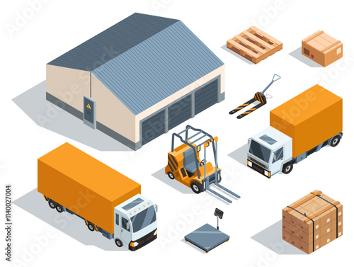 An Informative Overview of Warehouse and Logistics Equipment Illustrated in Creative Pixel Art Style