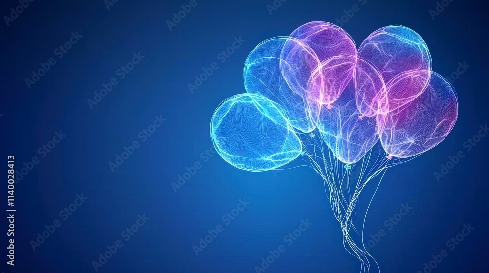 Glowing Balloons Abstract Art Celebration Festive Party Design Glowing Balloons Abstract Art Celebration Festive Party Design
