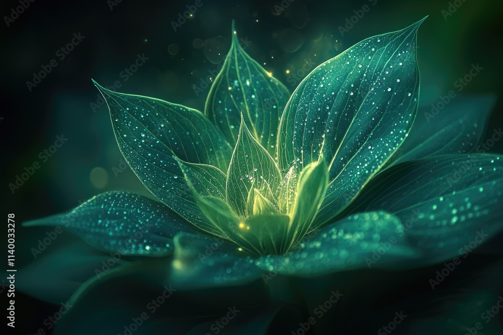 A mystical, dew-kissed flower with glowing inner petals, radiating ethereal beauty. A mystical, dew-kissed flower with glowing inner petals, radiating ethereal beauty.