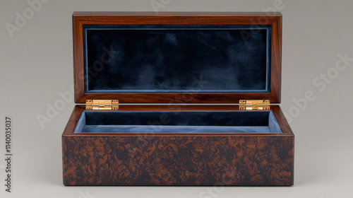 Elegant Wooden Box with Velvet Interior photo