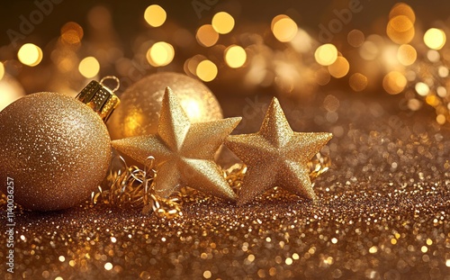 Gold Christmas Ornaments an...