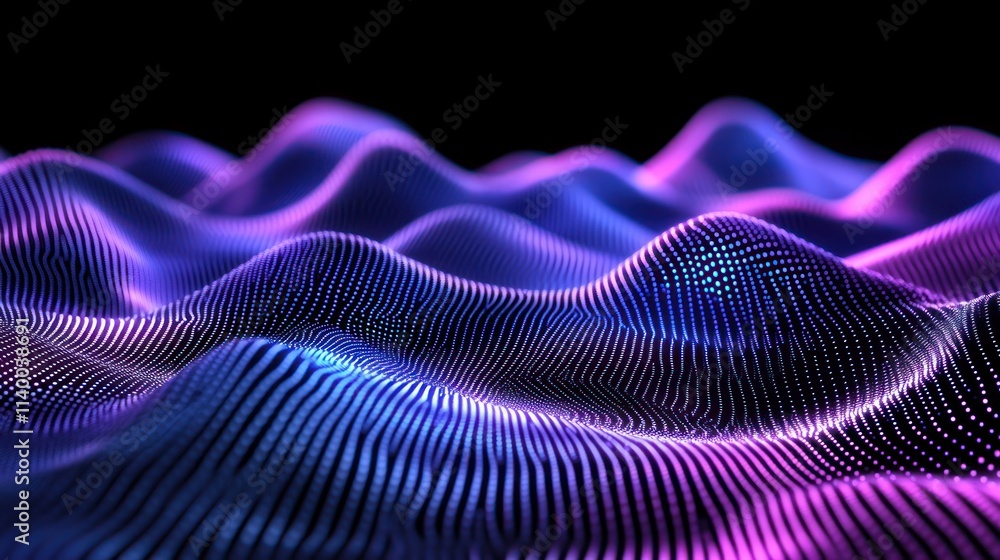 Abstract representation of waves in vibrant colors, showcasing digital aesthetics and depth. Abstract representation of waves in vibrant colors, showcasing digital aesthetics and depth.