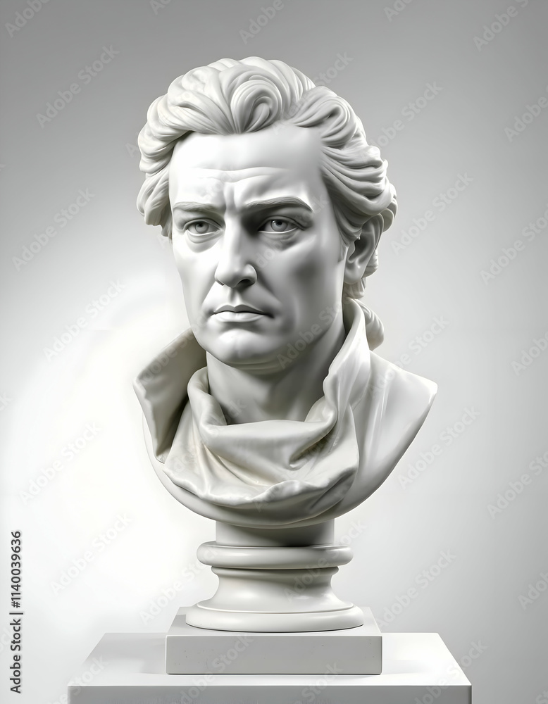 Obraz premium Elegant Marble Bust of a Man Conveying Strength and Serenity