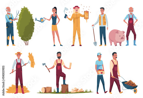 A Variety of Farmers Actively Participating in Many Different Agricultural Activities and Tasks