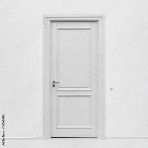 Wallpaper Mural A minimalist white door with a clean design and simple handle on a white background  Torontodigital.ca