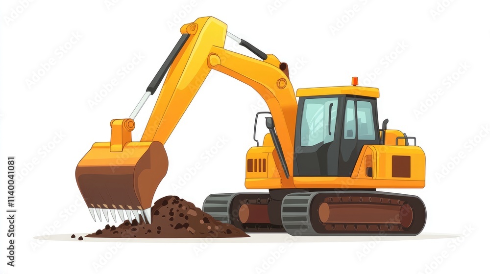 Yellow Excavator Digging Dirt Yellow Excavator Digging Dirt