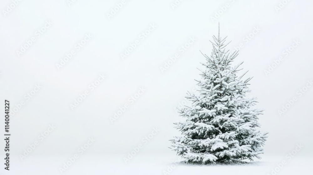Snow-covered Christmas tree minimalistic design on a white background festive seasonal decoration winter holiday theme Snow-covered Christmas tree minimalistic design on a white background festive seasonal decoration winter holiday theme