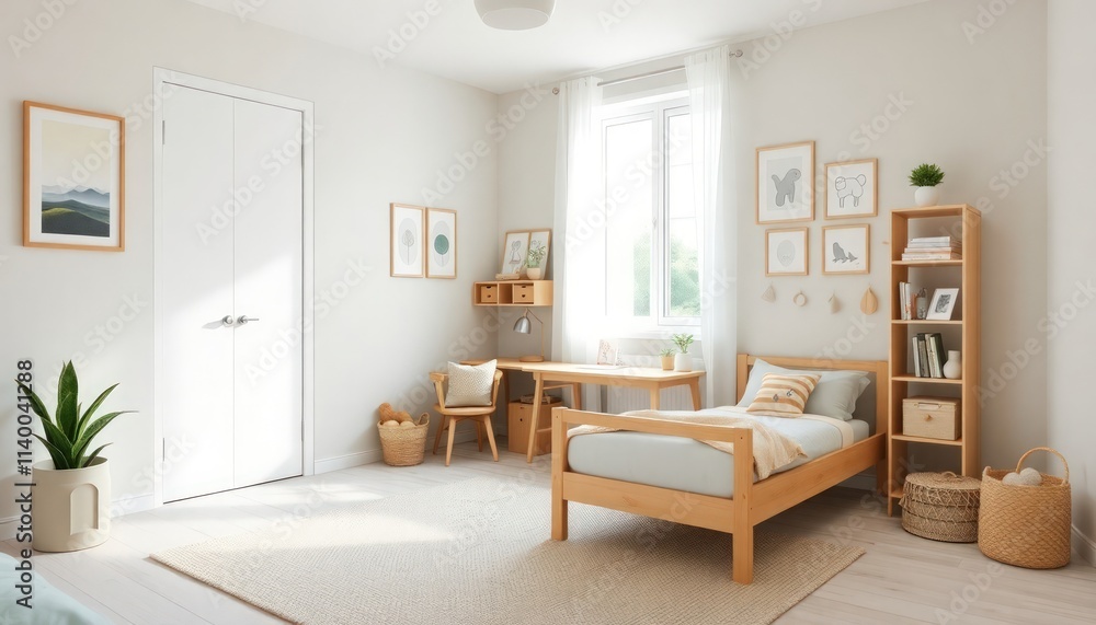 Scandinavian Style - Children's Room Interior Design With Scandinavian Concept - Hotel Children's Room - Apartment Children's Room Interior With Bed - Interior Design Scandinavian Style - Children's Room Interior Design With Scandinavian Concept - Hotel Children's Room - Apartment Children's Room Interior With Bed - Interior Design