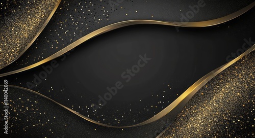 Abstract Black Gold Glitter...