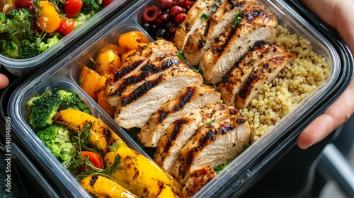 Healthy Meal Prep with Grilled Chicken and Vegetables