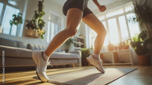 Person Sprinting in a Bright Indoor Space