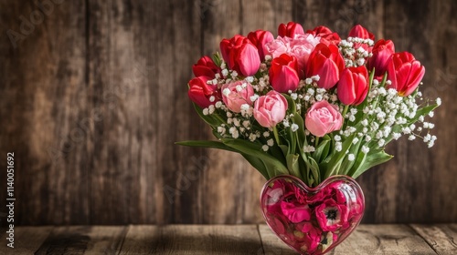 Wallpaper Mural Romantic Floral Arrangement in Heart-Shaped Vase for Valentine’s Day Torontodigital.ca