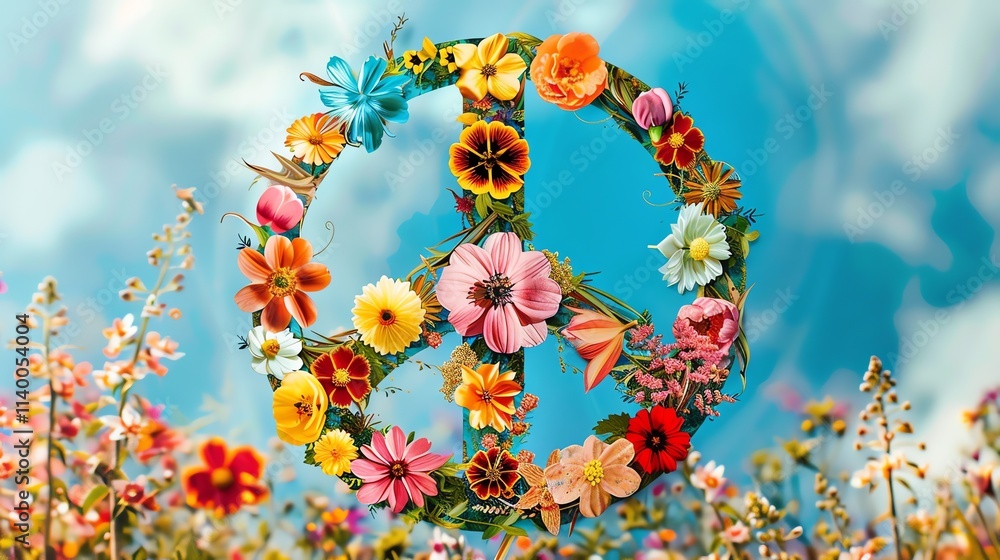 Obraz premium A peace sign created from flowers.