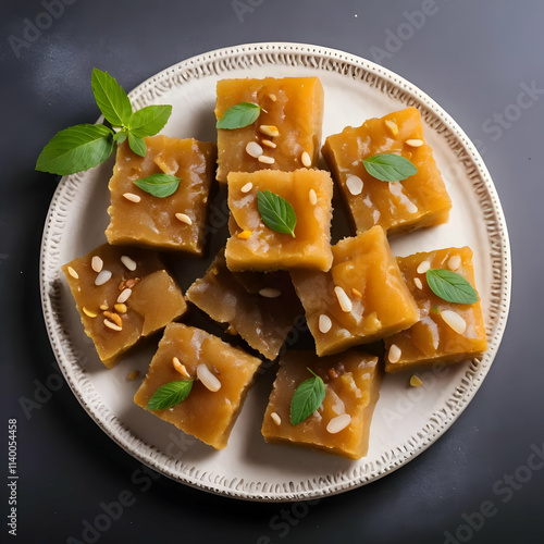 Singhara Barfi or Singhada burfi or halwa made using water chestnut flour fasting or upwas food