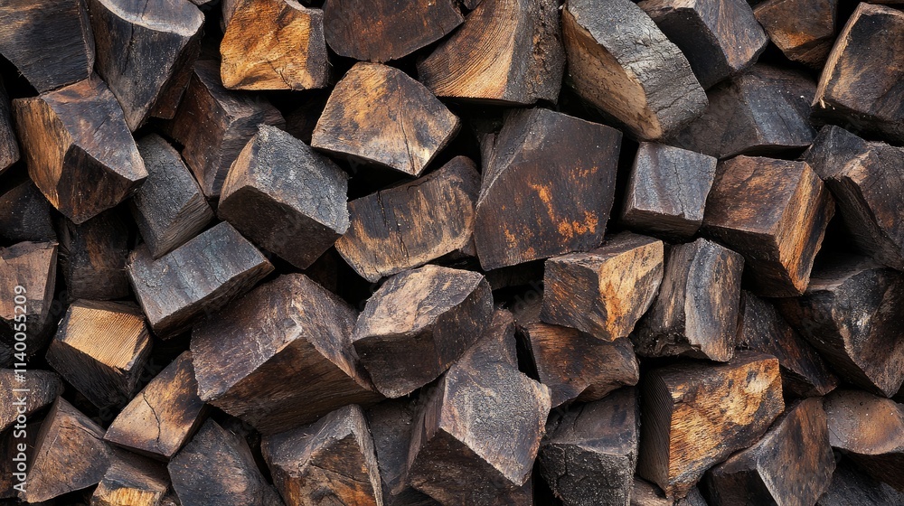 Textured background of dark wooden chunks stacked, showcasing natural patterns and tones for rustic design themes and organic aesthetics. Textured background of dark wooden chunks stacked, showcasing natural patterns and tones for rustic design themes and organic aesthetics.