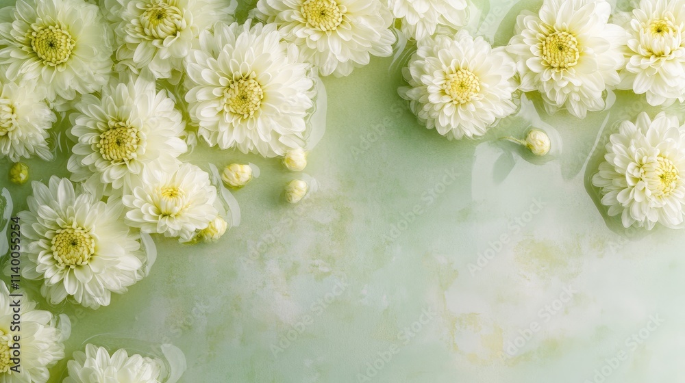 Chrysanthemums in soft focus over a textured background creating a serene and elegant floral composition Chrysanthemums in soft focus over a textured background creating a serene and elegant floral composition