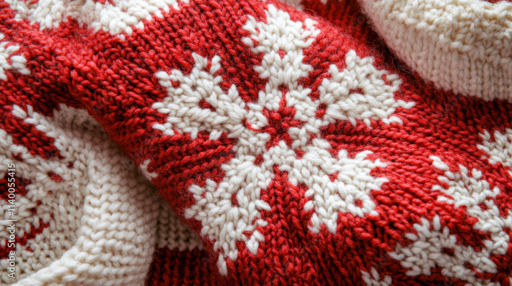 knitted red-and-white Christmas snowflake knitted red-and-white Christmas snowflake
