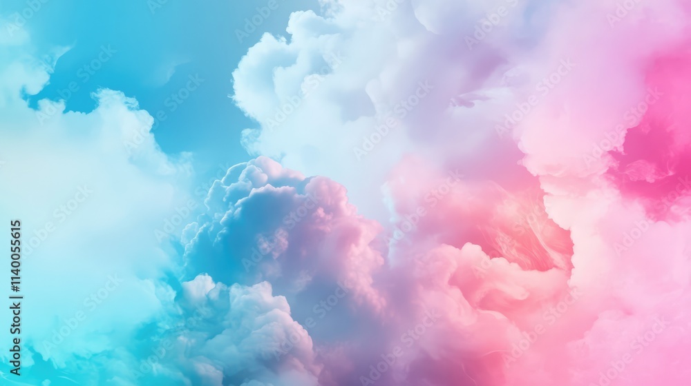 Fototapeta premium Colorful abstract clouds in a blue sky creating a dreamy background with soft pink and blue hues for artistic designs and presentations